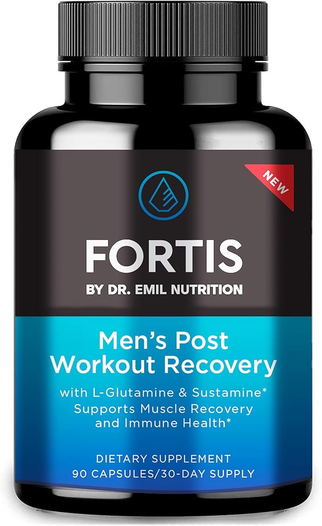 DR. EMIL NUTRITION Fortis capsule post-recuperare pentru bărbații cu L-glutamină și Sustamina pentru a sprijini recuperarea musculară și sănătatea imună, 30 Serviri