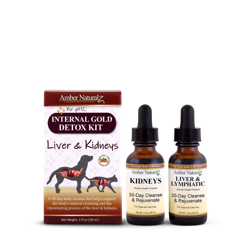 AMBER NATURALZ Detoxifiere internă de aur Kit pentru câini, pisici, păsări, iepuri de curte, și Guineea Porci 