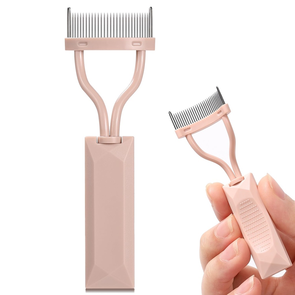 Geană Comb Separator, Arc Proiectat Lash Definitor Comb Machiaj Mascara Comb Aplicator cu capac, Eye Coosmetic Brush Tool (Roz dezbracat)