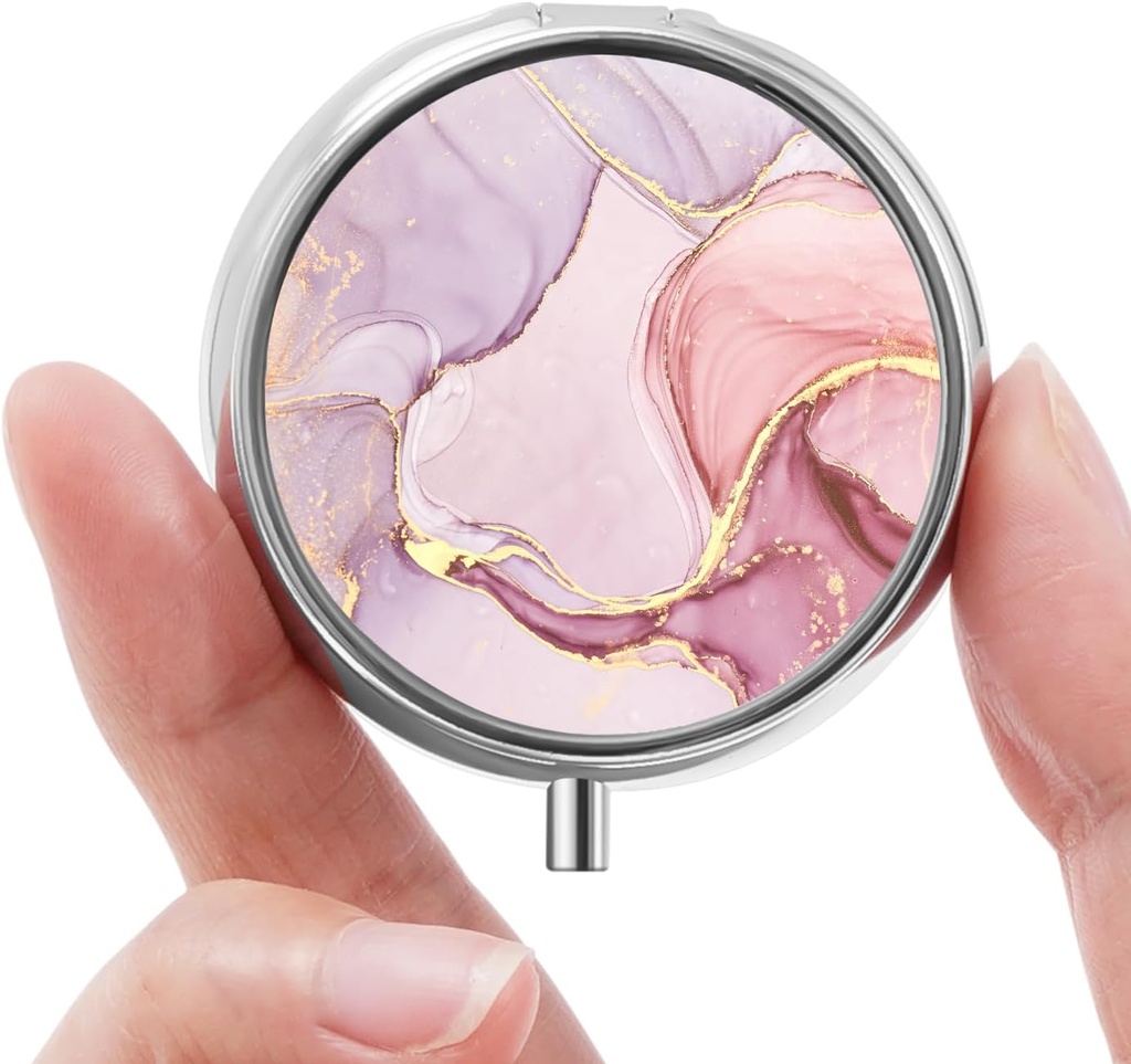 Mini cutie pilula, cutie pilula mici, cutie pilula portabil, drăguț organizator Pilula pentru vitamine, medicamente, ulei de pește și suplimente (Pink Marble)