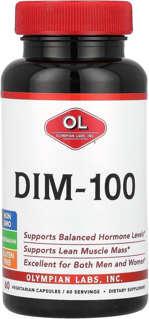 Olympian Labs DIM Supliment 100mg - Capsule zilnice - Diindolilmetan pentru bărbaţi şi femei, 100 Mg, 60 Conte