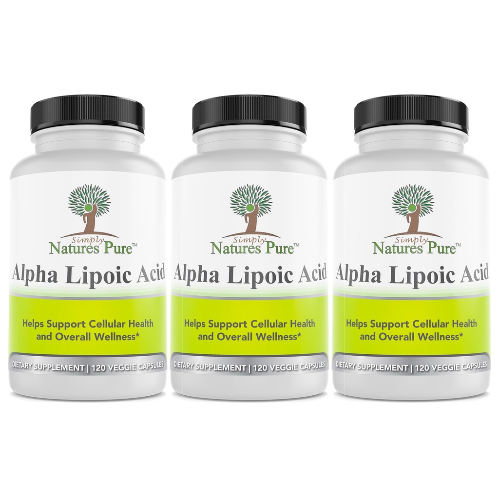 Pur şi simplu Natures Pure Alpha Acid lipoic 600 mg 360 Capsule vegetale, non-GMO Acid tioctic 12 lună de aprovizionare
