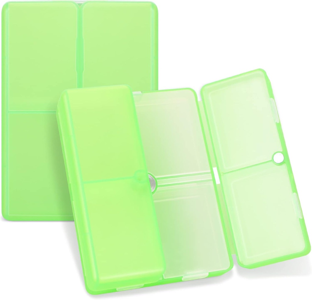 FYY Daily Pill Organizator, 7 Compartimente Portable Pilula Case Travel Pill Organizator, [Folding Design] Pilula de buzunar pentru Purse pentru a deține vitamine, Cod Ulei de ficat, Suplimente și medicament-Clear Green