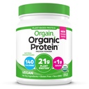 Orgain Organic Vegan Proteina pulbere, Natural Neîndulcit - 21g de proteine vegetale, 4g Fibră prebiotică, carbohidrați net scăzut, Nu Ingrediente Lactoză, Nu Zahăr adăugat, Non-GMO, Pentru Shakes & Smoothies, 1.59 lb