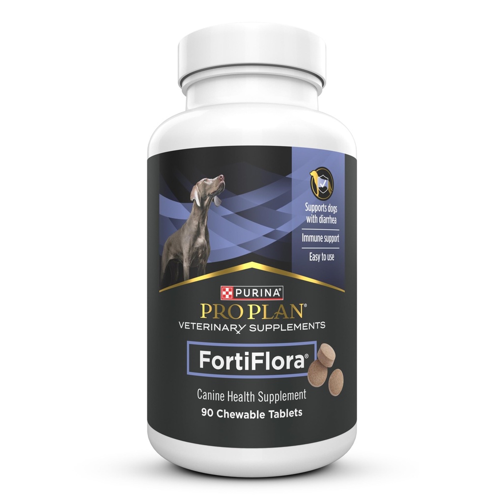Purina Pro Plan Suplimente Veterinare FortiFlora Probiotice pentru câini Tablete masticabile pentru Digestive Gut Health şi Diaree - 90 ct.