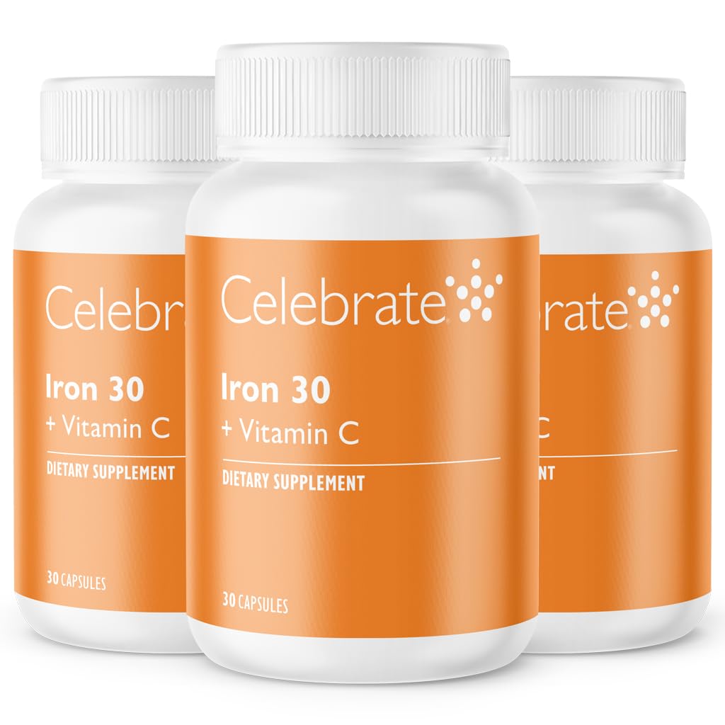 Celebraţi vitamine Suplimentul de fier cu vitamina C - 30 mg Fier, 60 mg Vitamina C, Vitamine Bariatrice pentru pacienţii cu SLW, Mâneci verticale şi Bypass gastrice Chirurgie 