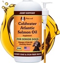 Natural Dog Company Coldwater Atlantic Somon ulei pentru câini (16oz) - Senior Dog Fish Suplimentul de ulei de pește cu Omega 3, Easy to Digest for Senior Dog Fish Oil, Liquid Dog Fish Oil Supplement