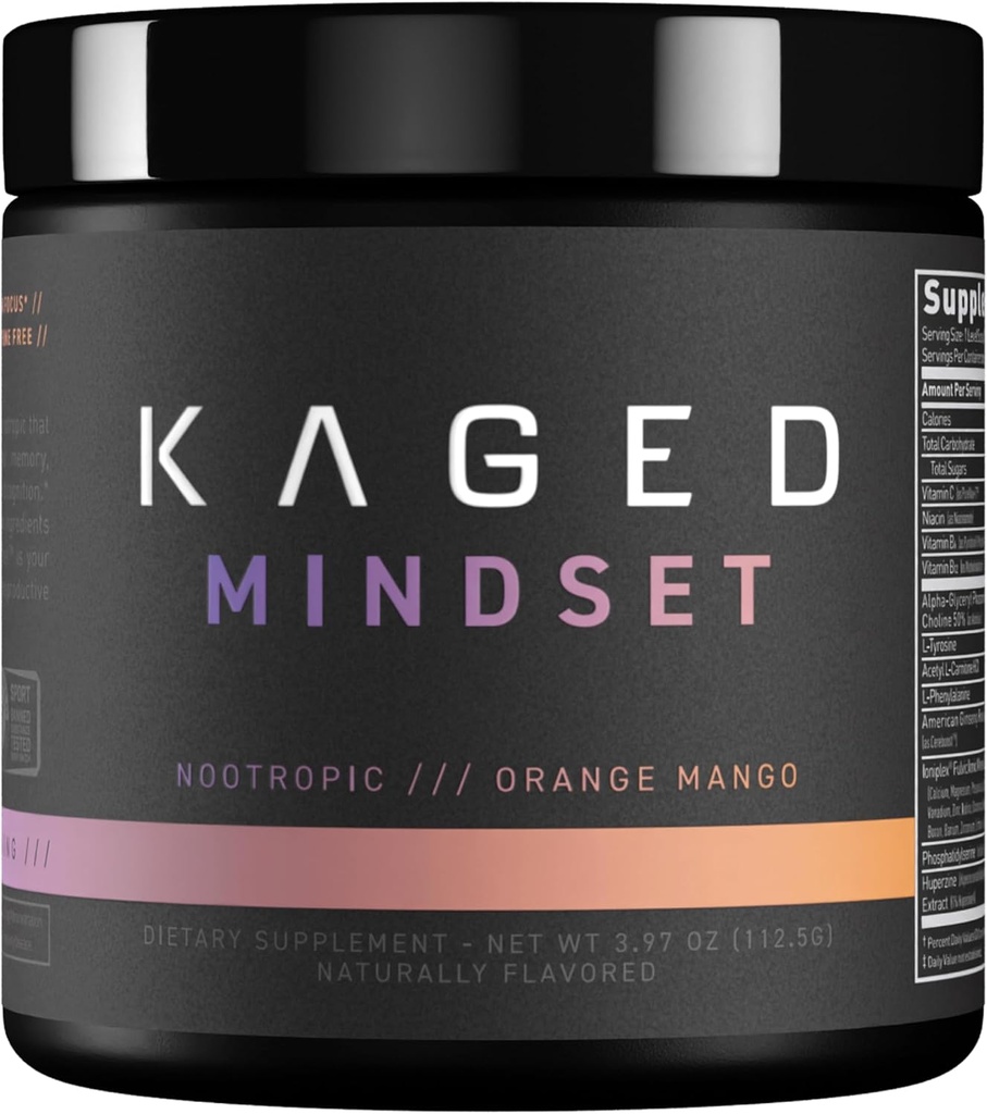 Kaged Nootropic Formula, Mindset, Focus și Suplimentul Productivității, Stimulant Free, Îmbunătățește Memoria, Mood, Clarity, 30 Serviri