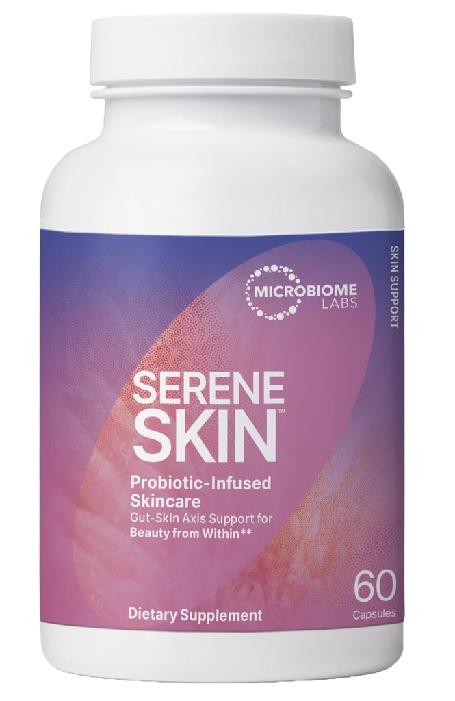 Microbiome Labs SereneSkin - Spore based Probiotic Complex cu Citrus Polifenoli pentru Claritatea pielii și suport de sănătate Gut - Daily Probiotic Skincare - Soothe The Gut-Skin Axis (60 capsule)