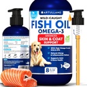 Omega 3 ulei de pește pentru câini - mai bine decât ulei de somon - piele și haine de apărare supliment lichid pentru ajutor de alergie - EPA ridicat și DHA pentru vărsare, mobilitate, mâncărime, sprijin comun și de sănătate osoasă - 8 FL OZ