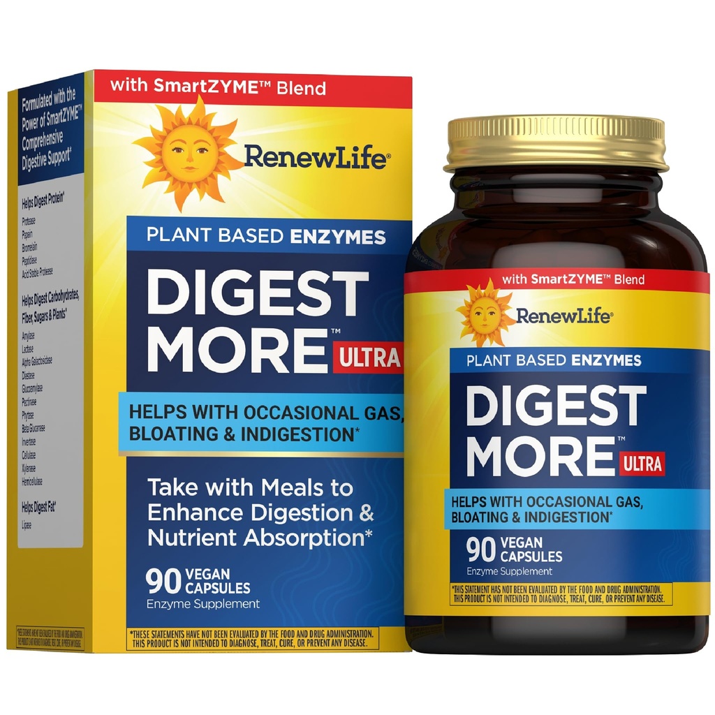 Reînnoirea vieții Adult DigestMai multe enzime Ultra - Ultra-Consolidarea plantelor-Based Digestive Enzyme Formula pentru bărbați și femei - 90 Capsule vegetariene