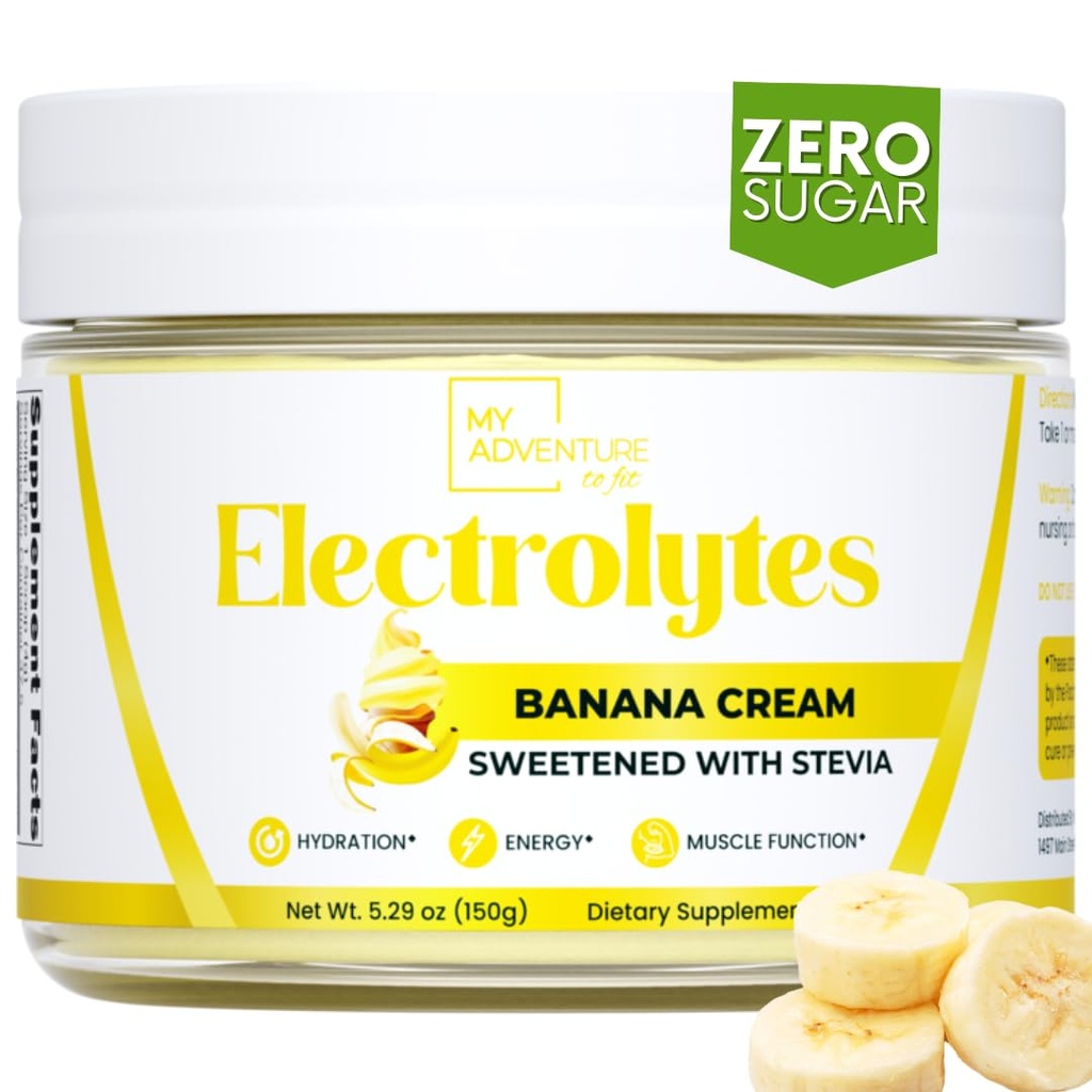 Zero zahăr - Banana Cream Electrolits pulbere - Reîmprospătare Hidratare - Cafeina Energie gratuita cu toate ingredientele naturale - Vegan, Keto & Paleo - Zahar gratuit Electroliti pulbere băutură Mix - 37 Serviri