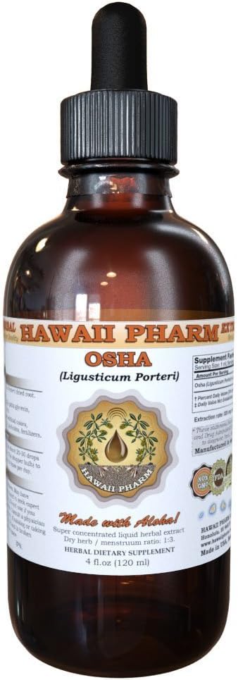 Hawaii Pharm OSHA (Ligusticum porteri) Extract lichid, Tinctură, Supliment vegetal, Made in USA, 2 fl.oz