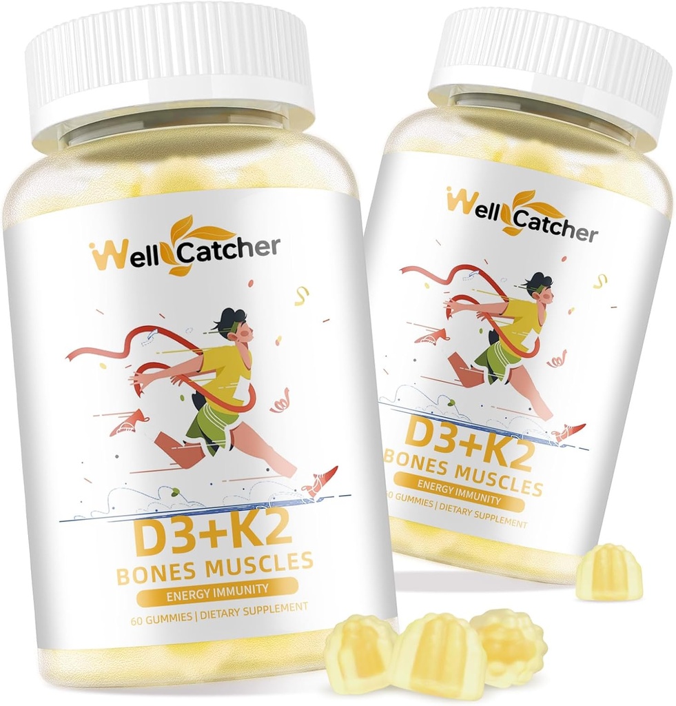 Vitamina D3 K2 Gumiile - Vitamina D3 5000UI K2 (MK-7) 120mcg Suplimente cu vitamina B Complex de zahăr gratuit pentru adulţi Copiii susţin rezistenţa osoasă Mango Flavor imun 60 Counts 2 cutii