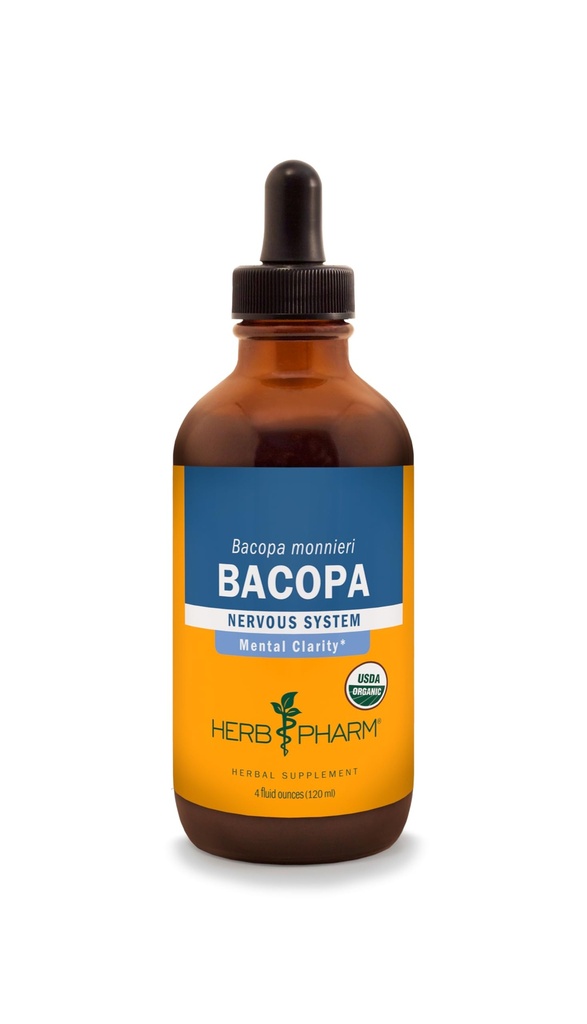 Herb Pharm Extract organic certificat Bacopa lichid pentru suport cerebral - 4 Ounce