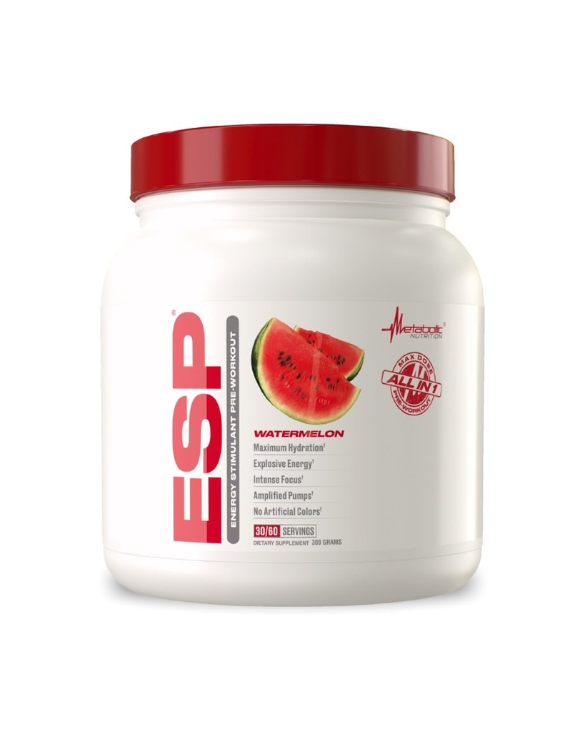 Nutritie metabolica - ESP - Stimularea pre-antrenamentului, Suplimentul de antrenament pre Intra, Stimularea energiei si rezistentei, Focus natural, Seif & Mental, Pepene verde 300 Grams (90 Servings)