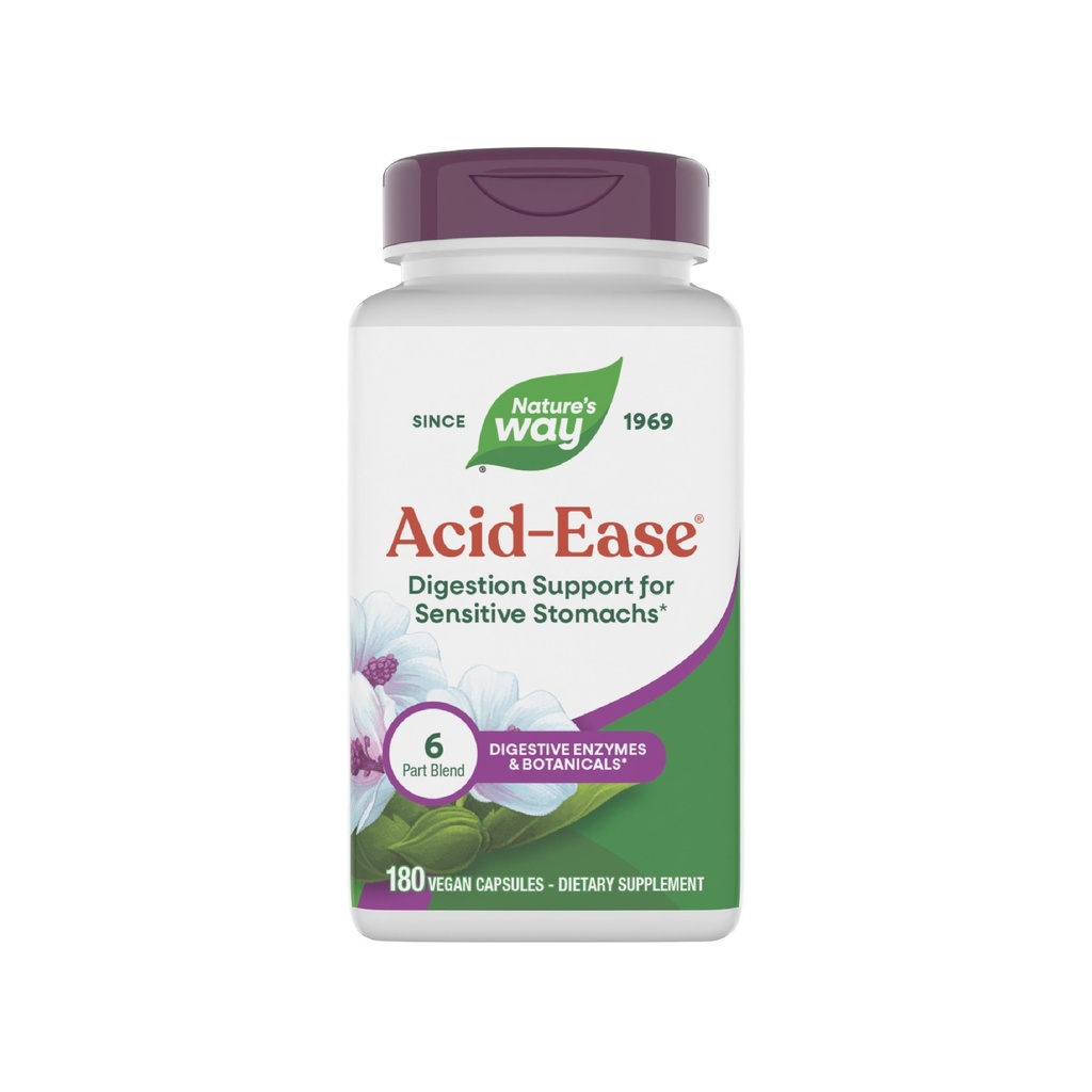 Natura's Way Acid-Ease Digestion Formula, Digestive Supplement Supplement for Sensibile Stomacs*, 180 Vegan Capsule