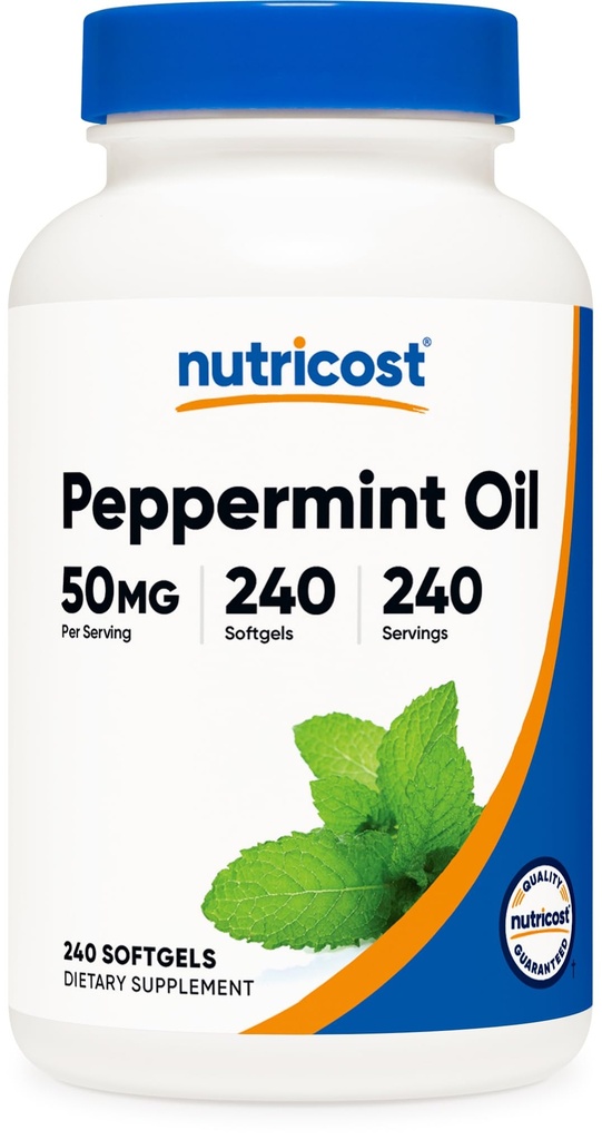 Nutricost Peppermint Oil Softgels (240 SFG) (50 MG) - Gluten Free, Terte Party Tested and OMG Free