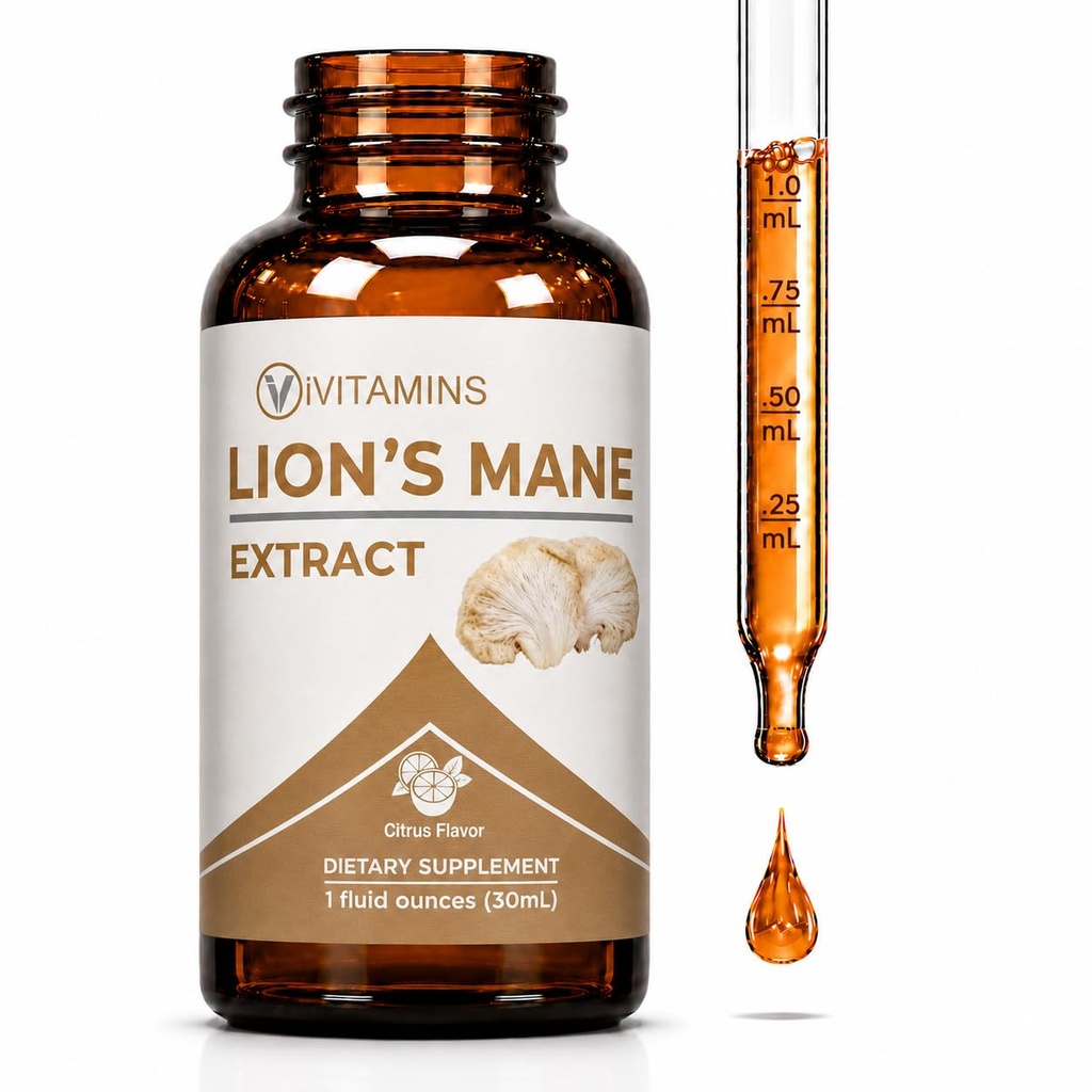 Lions Mane Liquid - Leu pana Mane Tincture for Memory, Focus & Clarity - Lions Mane Supliment - Lion Mane Mushroom Supplement - Nootrops Brain Supplement - (1 Pack)