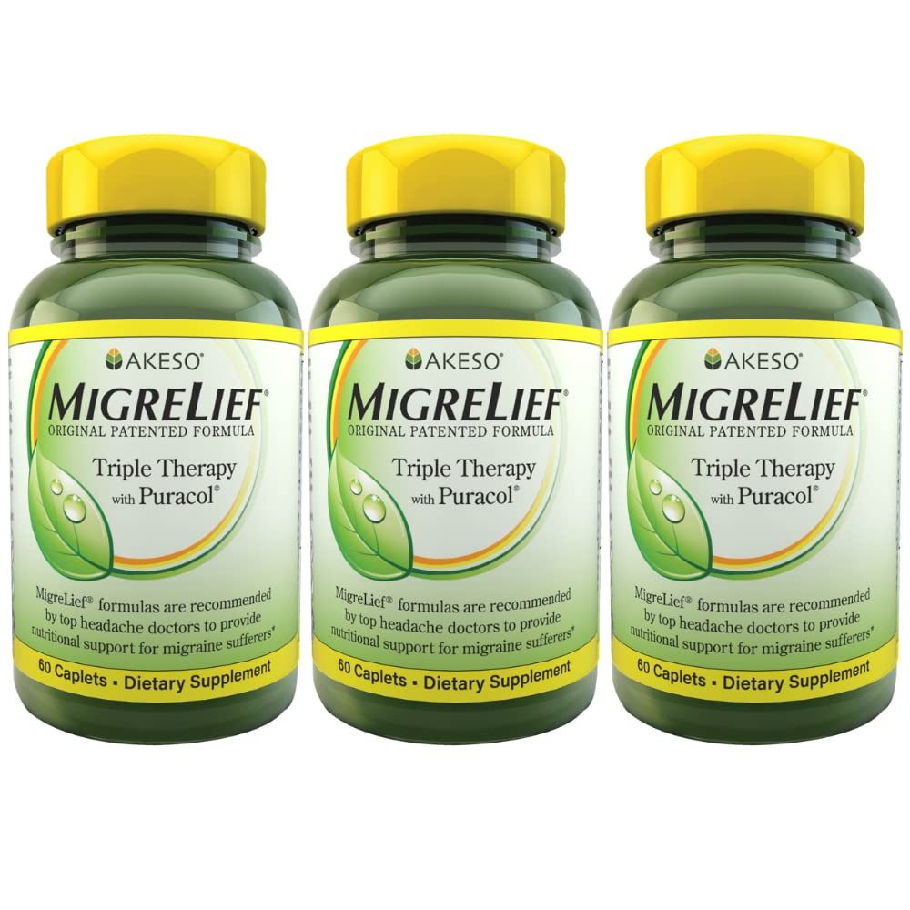 MigreLief Formula Original Triple Terapia cu Puracol, 60 Count (Pachet de 3)