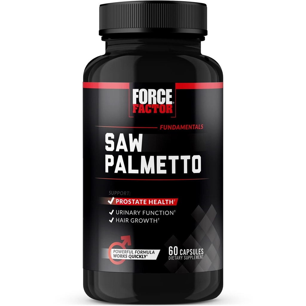 Force Factor Saw Palmetto pentru bărbaţi, Prostate Supliment pentru bărbaţi pentru a sprijini funcţia urinară, Prostate Relief & par de creştere, cu BioPerine pentru absorbţie superioară, 60 capsule