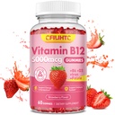 Vitamina B12 Gume pentru femei si barbati, 5000mcg Metil B12 Gume cu vitamina B6, D3, Fier, Folat pentru adulti, Suporturi de energie si metabolism Boost, Mood, Imuna si Sistem Nervos, Sugar Free Strawberry