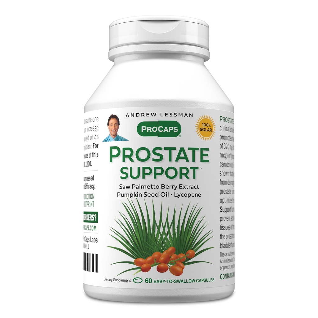 ANDREW LESSMAN Supliment de suport pentru sanatatea barbatilor, 60 Softgels, Nu Aditivi - Saw Palmetto pentru barbati, Ulei de seminte de dovleac, Licopen, Omega-3 pentru sanatate prostata, urinara, functia vezicii urinare