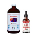 LIQUIDHEALTH Neurologic Nootrop Focus Supliment & Metil organic B12 5000mcg Vitamine picături cu tartă suc de cireșe pentru suport imunitar, Îmbunătățirea memoriei & concentrare, Energie Naturală, Sănătate generală