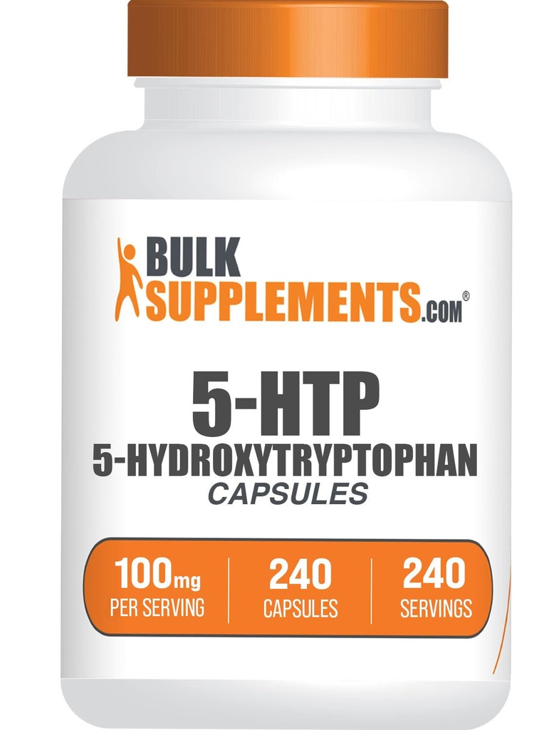 BulkSupplements.com Capsule 5-HTP - 5-Hidroxitriptofan, Amino Acid Supliment - Gluten Free, 1 capsulă per Serving, 240 Count (Pachet de 1)