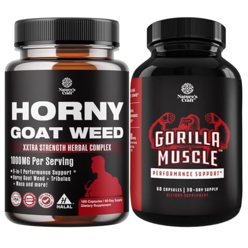 Bundle of Horny Goat buruieni cu Black Maca Root, Tongkat Ali, Saw Palmetto & Panax Ginseng extract pentru rezistenta si energie suplimentara Testosteron Booster - supliment de extindere musculare pentru bărbați