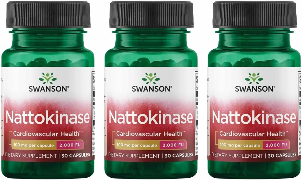 Swanson Nattokinază 2000 Unităţi fibrinolitice 100 Milligrams 30 Capsule Ezyme (3 ambalaje)