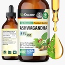 BIO KRAUTER Ashwagandha Picături lichide - Ashwagandha Suplimente pentru calm - Picături de sprijin Vegan Mood - Alcool și zahăr gratuit - 4 Fl.Oz.