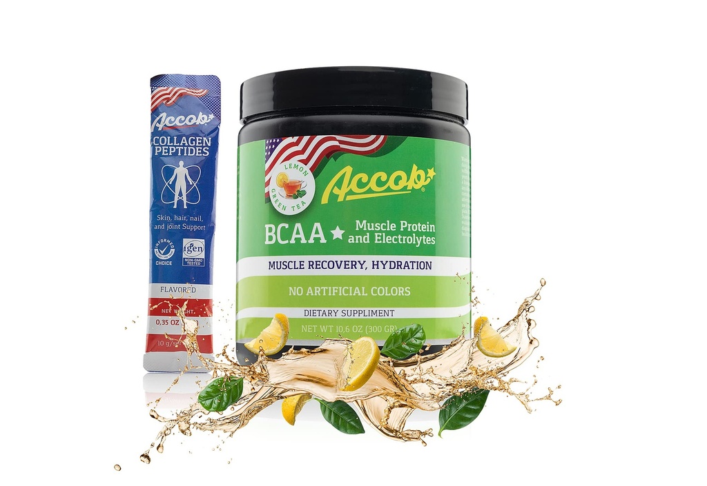 BCAA Powder Lemon Green Tea-Pre sau Post Workout,Muscle Recovery Drink with Amino Acids + Electrolytes,7,2g BCCA pentru bărbaţi şi femei-30 Serviri +10g de Colagen Peptides