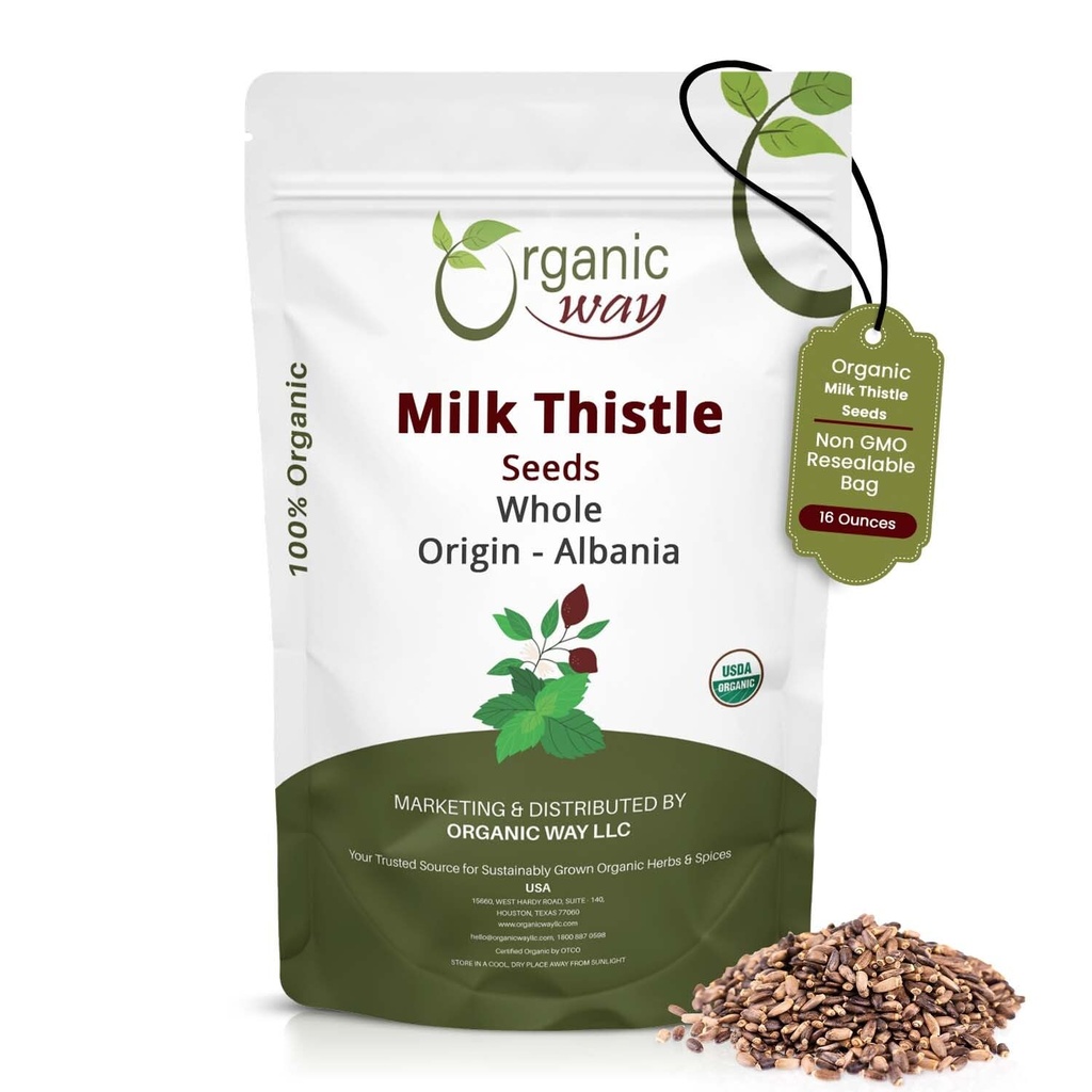 Organic Way Whole Milk Thistle Seeds (Silybum marianum) - Herbal Tea 