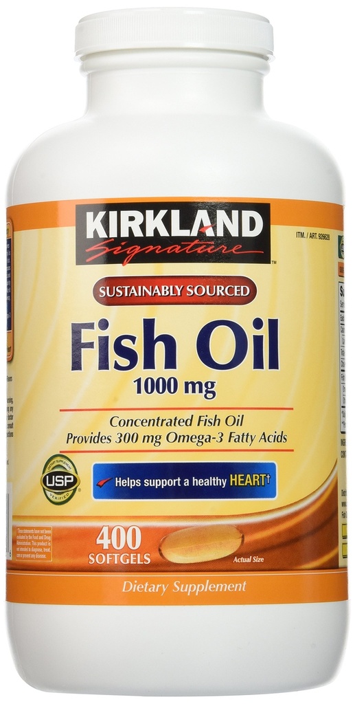 Kirkland Semnătura natural de pește concentrat ulei cu Omega-3 acizi grasi - 400 Softgels (Pachet de 2)