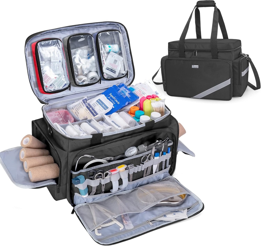 Trunab prima geanta de prim ajutor gol, profesionist medical sac de urgență Responder Trauma sac cu Dividers interioare și anti-Slip Bottom, Ideal pentru EMT, EMS, Paramedici