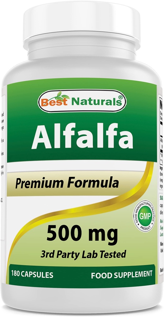 Cele mai bune Naturale Alfalfa Green Super Food 500 mg 180 capsule (180 Conte (Pachet de 1)