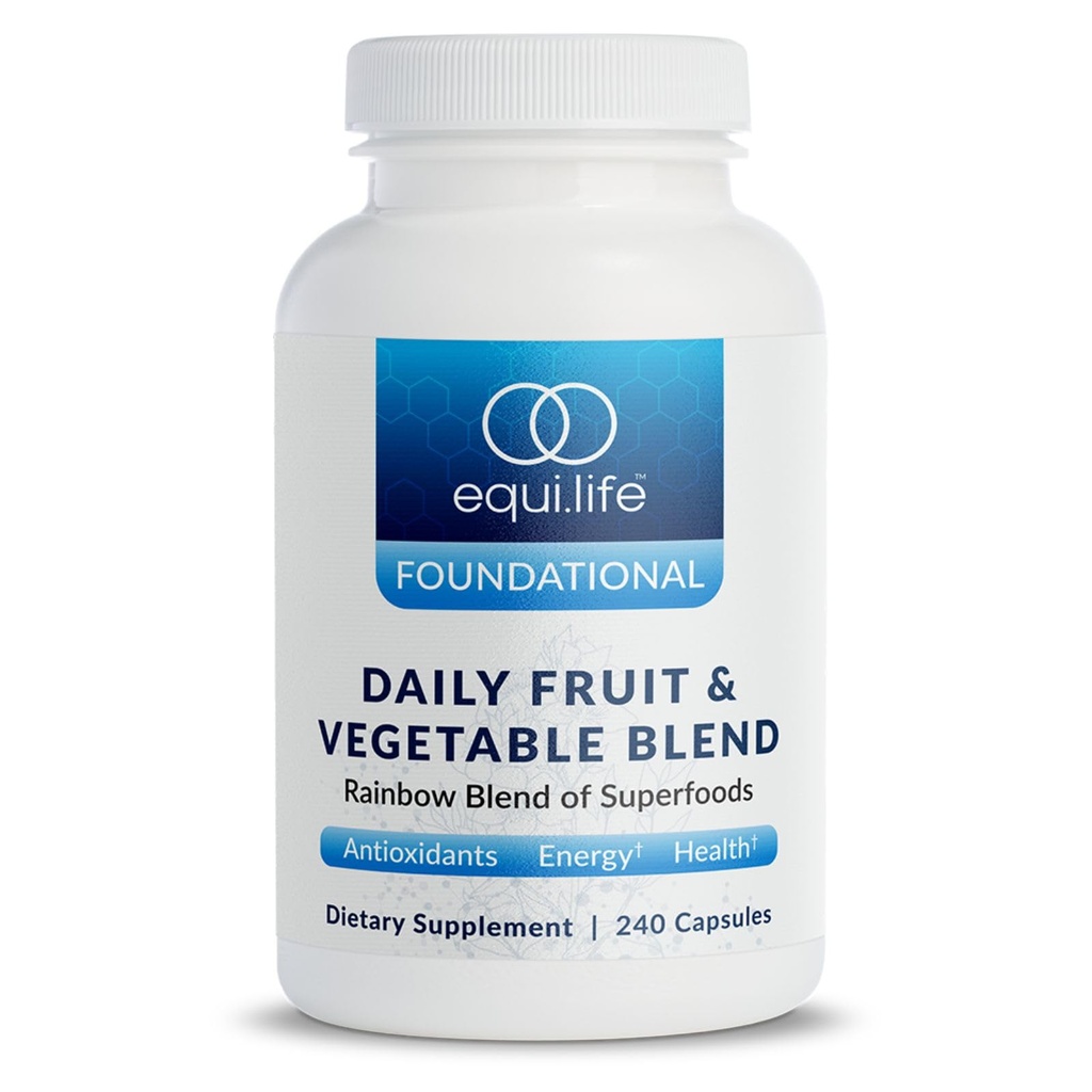 Equilife Daily Fruit & Vegetal Blend, Superfood Supliment capsule antioxidante, Nutrient Dense with Vitamina C, Fiber, and 9 Essential Amino Acids, Supports Energy, Vegan 240 Capsule