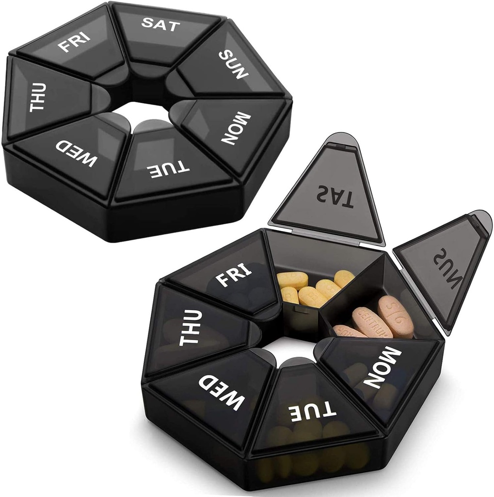 2PCS Săptămânal Pilula Organizator mare 7 zile Pilula cutie Organizator zi de zi medicament caz de vitamine Pastile ulei de pește Suplimente Artrita prietenos