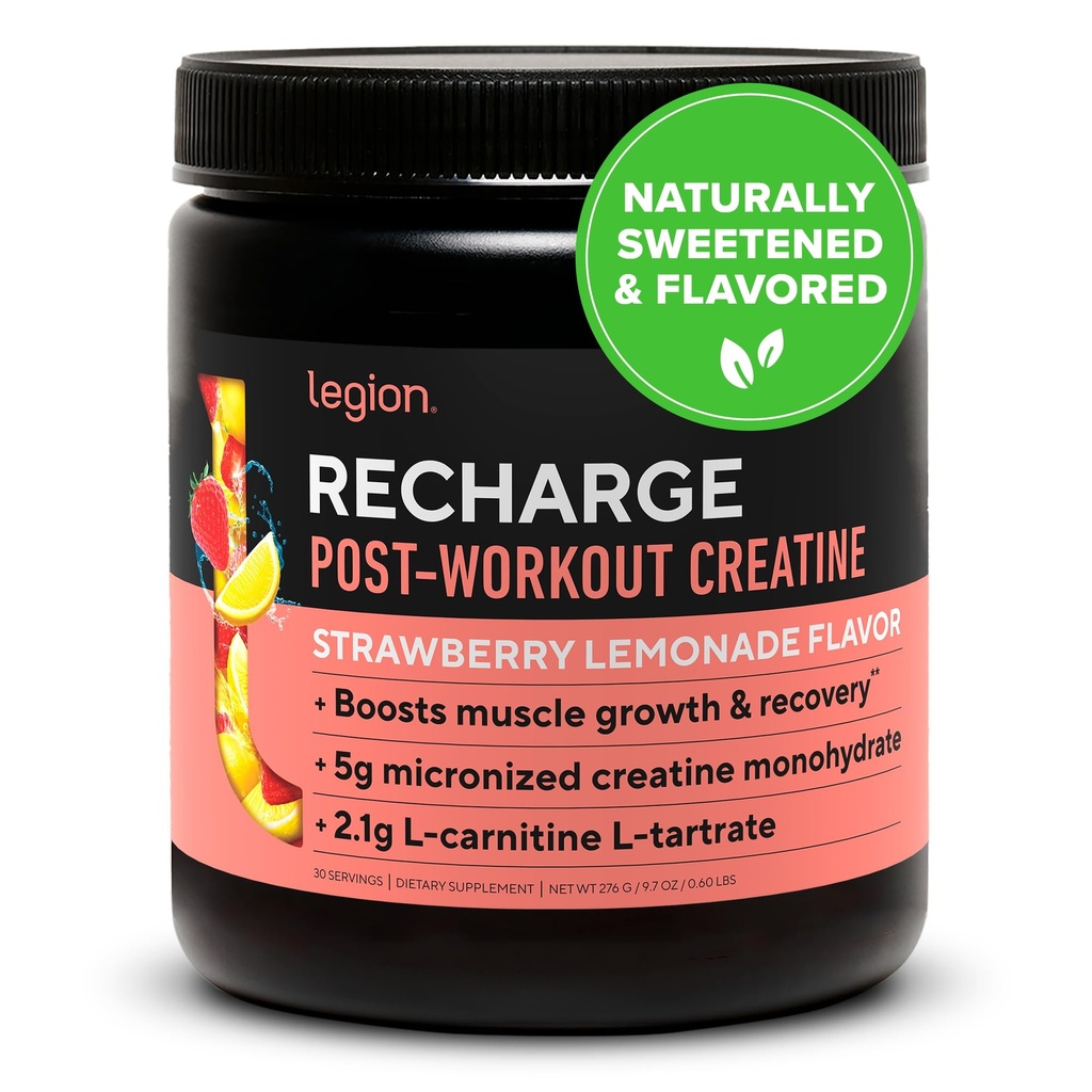 LEGION Recuperare Post Workout Drink - Micronited Creatine Monohidrat Natural Post Workout Recovery Drink - Muscle Builder & Recovery Booster Post Antrenament Suplimente (Lamenade cu afine, 30 Serviri)