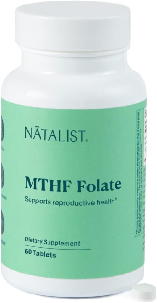 NATALIST MTHF Folate 1000 mcg (L-5-MTHF) sprijină fertilitatea sănătoasă și sarcina pentru femei - supliment zilnic Folat pentru sănătatea reproducerii și dezvoltarea fetală - Vegan, gluten-free - 60 comprimate