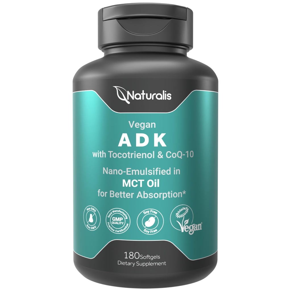 Naturalis Vegan Vitamina ADK cu 50mg Tocotrienol și CoQ-10 