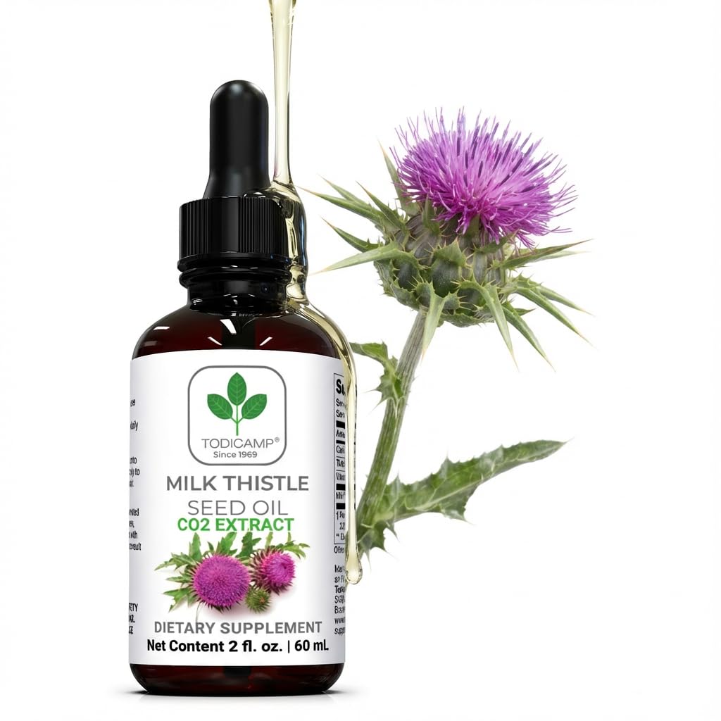 Milk Thistle Seed Oil Extract 2 fl oz - CO2 lichid Milk Thistle Extract - bogat în Silymarin, VIT E, Zinc, Omegas, Tocopherols - dulce și gust plăcut