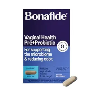Bonafide Clairvee Probiotic vaginal pentru eliberarea de Odor, Mâncărime & Descărcare, alimentare 1-lună (15 capsule)