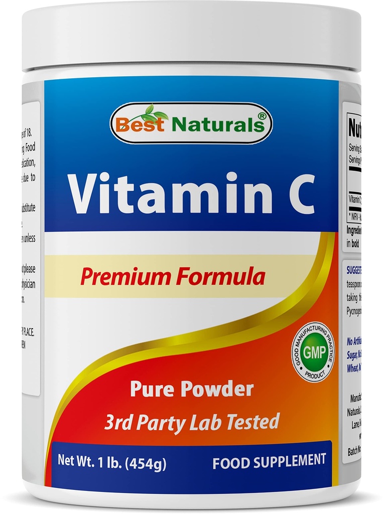 Cel mai bun Naturals 100% Pure Vitamina C pulbere 1 lb (454 Grams) Pulbere (de asemenea, numit acid ascorbic)