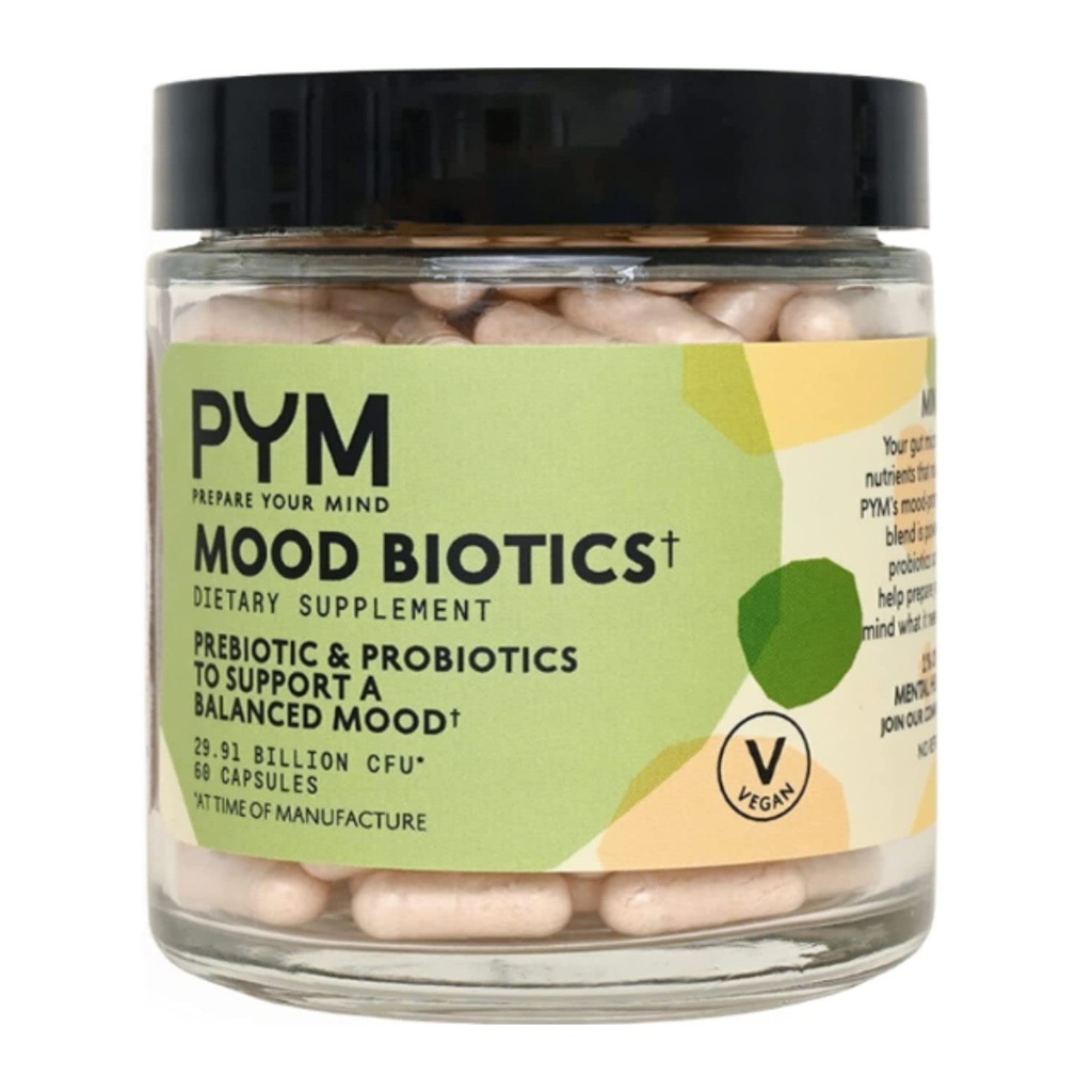 Prebiotice și probiotice Mood Biotics by PYM cu 22.91 Miliarde CFU (60 Conte) Gut Health & Mood Supplement 