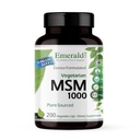 EMERALD LABS MSM 1000mg - Supliment comun, ficat și suport imunitar cu metilsulfonilmetan - gluten-free și aditivi - 200 capsule vegetale (până la 100 de zile de aprovizionare)