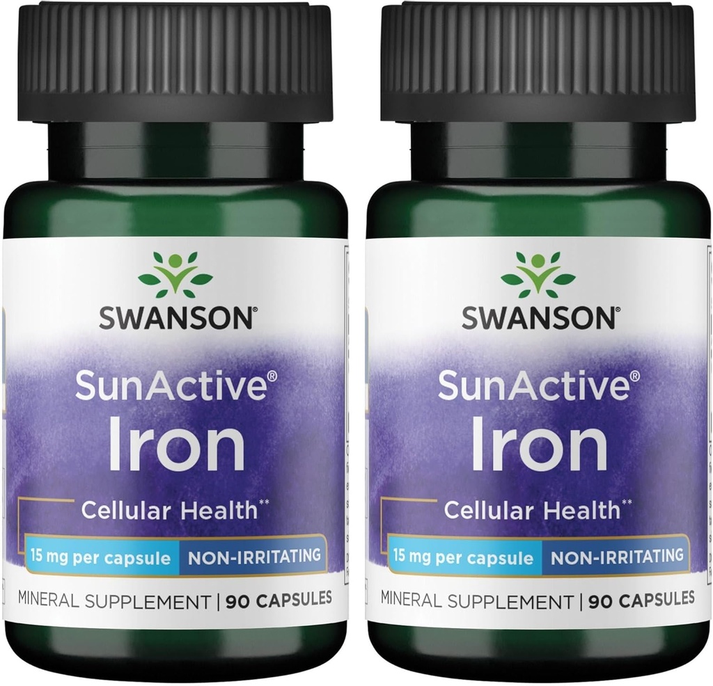 Swanson Sunactive Non- Iritant Iron 15 Milligrams 90 Capsule (2 ambalaj)