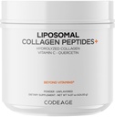 Codeage Liposomal Colagen Peptides Powder + Vitamina C & Querbetin, Complex fosforolipidic, Păsări de iarbă-Fed Hidrolyzed Colagen Tip I & III Supliment All-in-One, Non-GMO, 14,97 oz