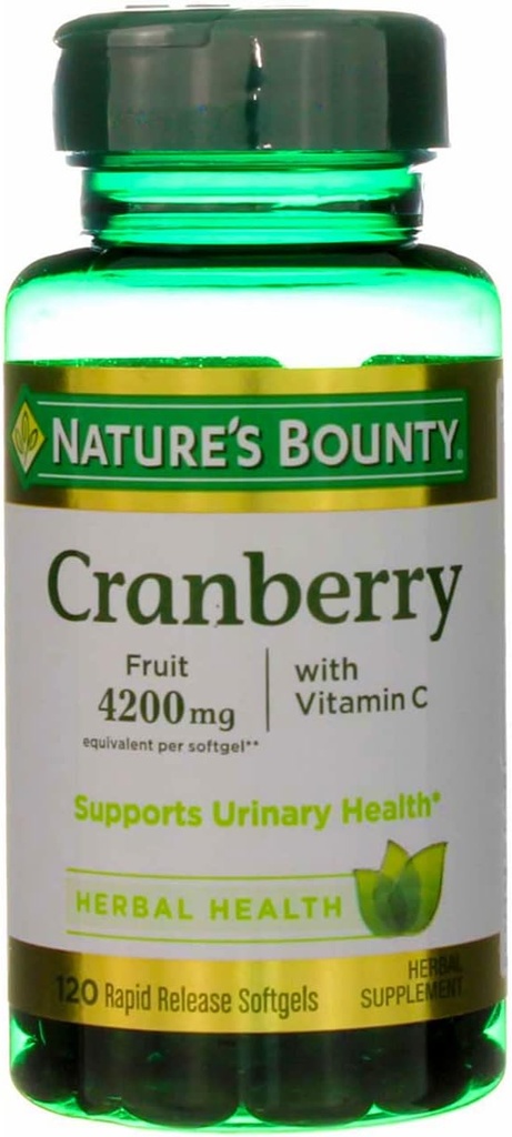 Natura's Bounty Cranberry Fruit 4200 mg, Plus Vitamina C Softgels, 120 ea (Pachet de 4)
